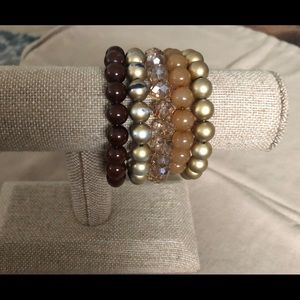 NY & CO Brown and gold beaded wrap bracelet. EUC.